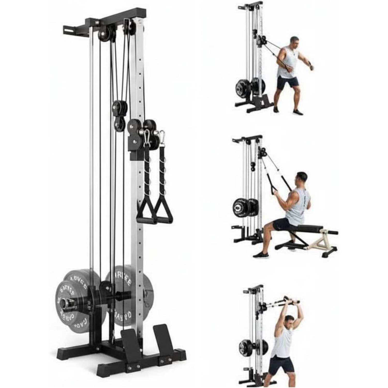 Home Gym Multi Station - Wall Mount Cable Station Dual Pulley