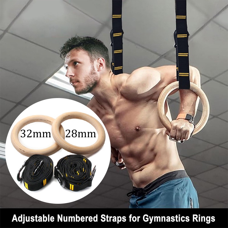 Gymnastic Rings Wooden - 28mm 32mm Pull-up Gymnastics Rings Hanging