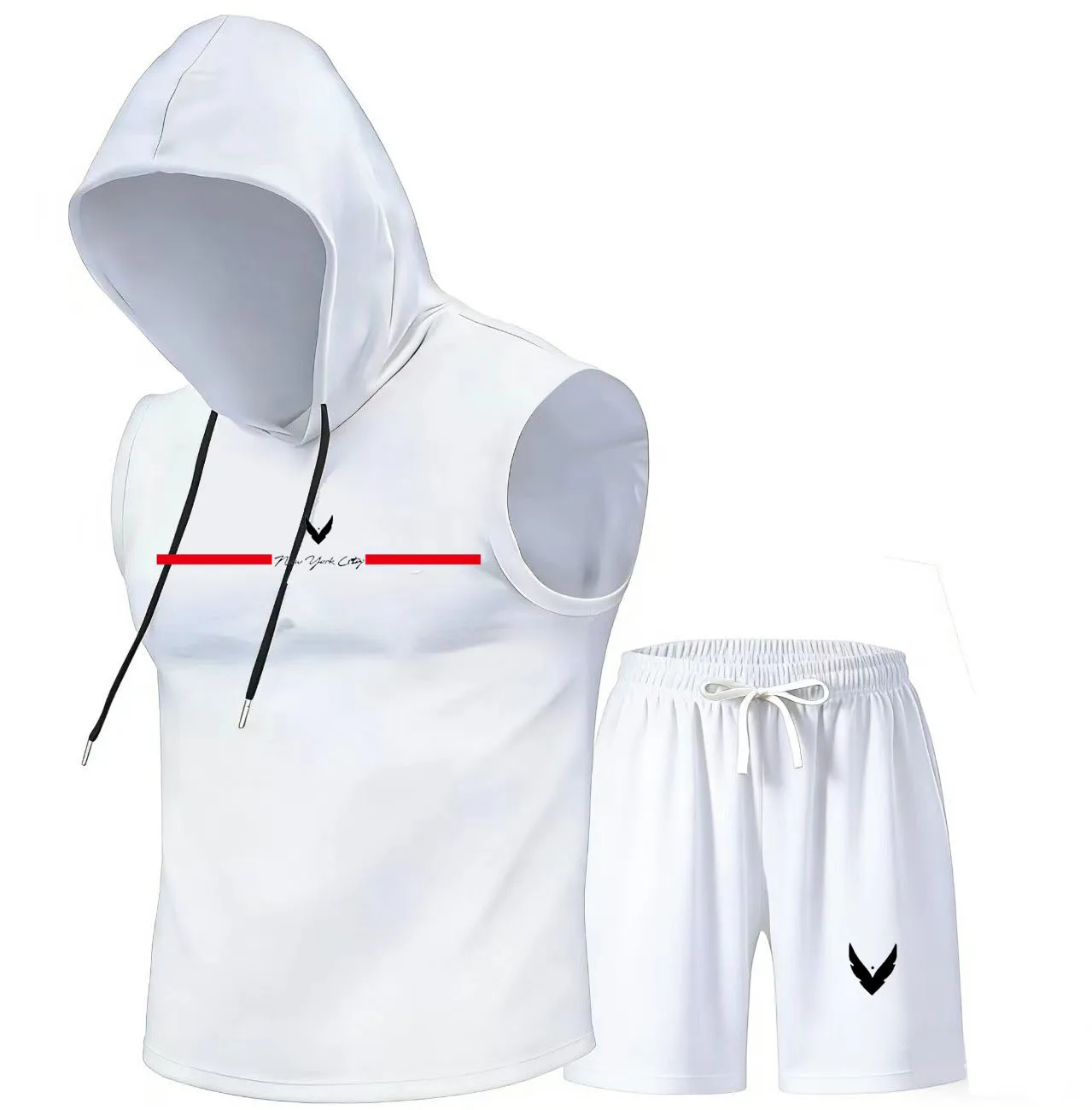 Home Gym Set - Men's hooded vest set sleeveless hooded