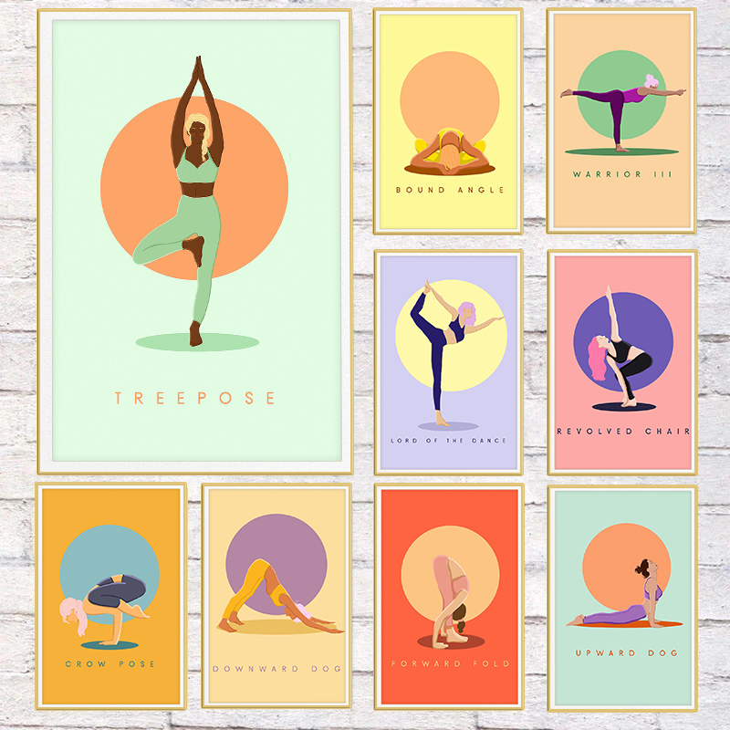 Modern Abstract Yoga Poses Pos - Home Gym Yoga Studio recensie en prijs