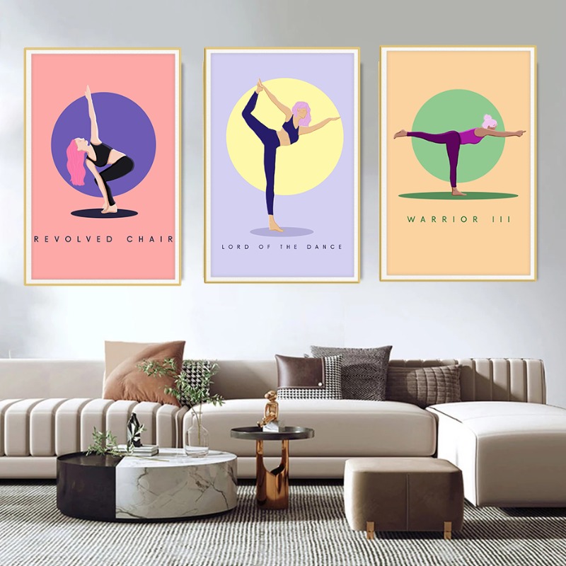 Modern Abstract Yoga Poses Pos - Home Gym Yoga Studio recensie en prijs