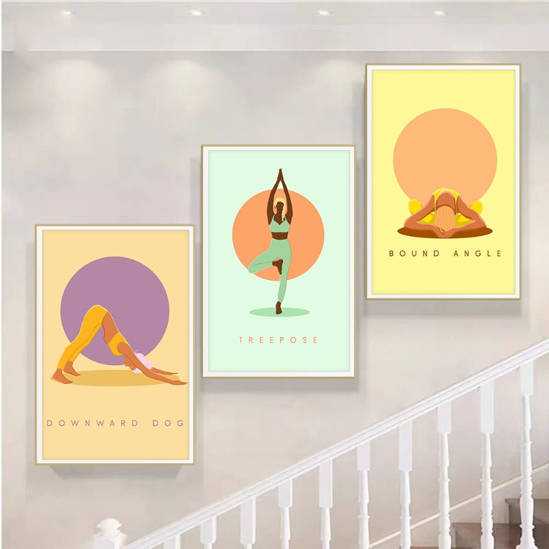 Modern Abstract Yoga Poses Pos - Home Gym Yoga Studio recensie en prijs