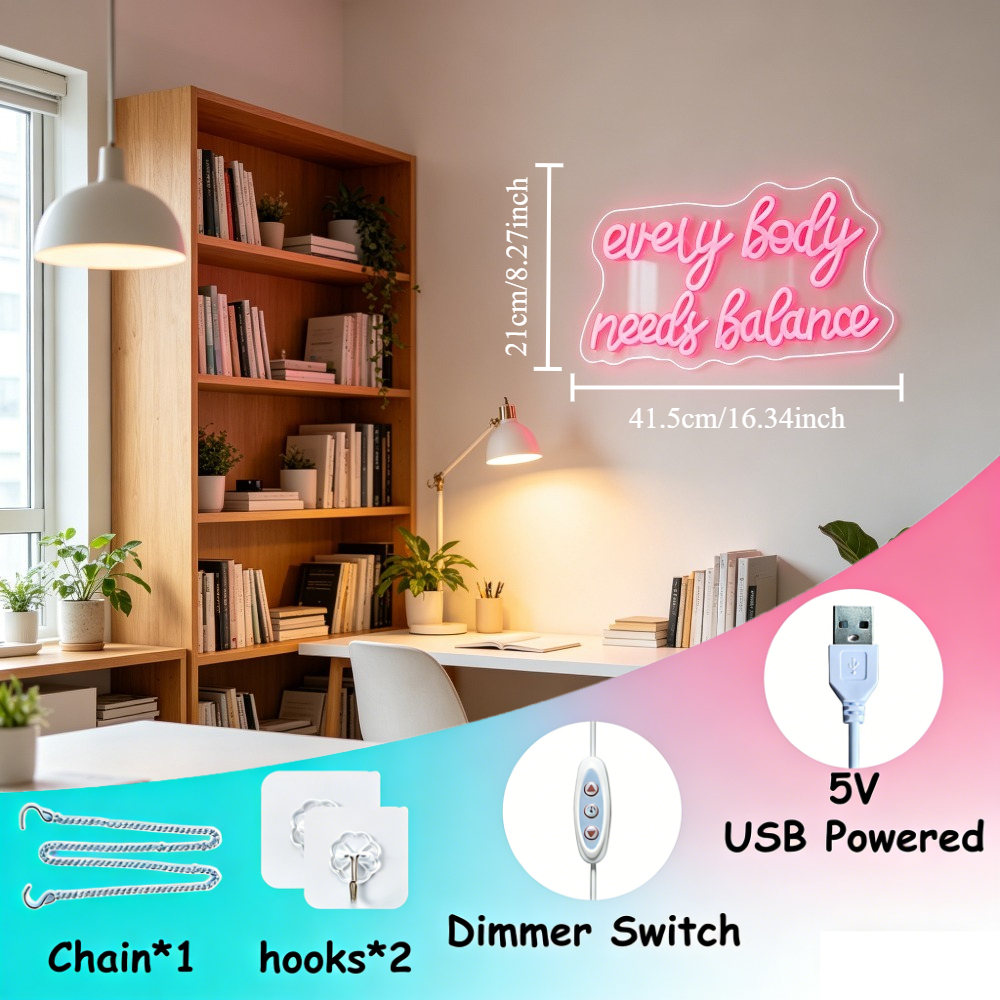Neon Sign Everybody Needs Bala - Home Gym Yoga Studio recensie en prijs