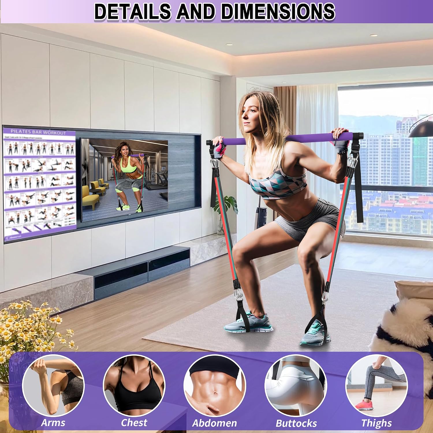 Portable Pilates Bar Kit with  - Home Gym Video recensie en prijs